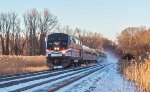 AMTK 704 leads the New York section of the Lake Shore Limited southbound at Nutten Hook , NY